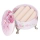 thumbnail image 4 of Mini taburete para casa de muñecas, mueble de tela suave, cubierta que se puede abrir, caja de almacenamiento de joyas con flores de encaje, color rosa, 4 of 14