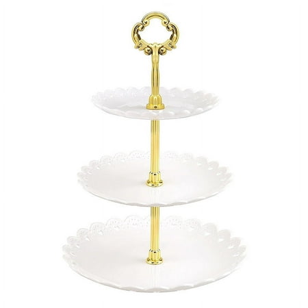 

3 Tier Cupcake Stand Plastic Tiered Serving Stand Dessert Tower Tray for Tea Party Baby Shower and Wedding (White)