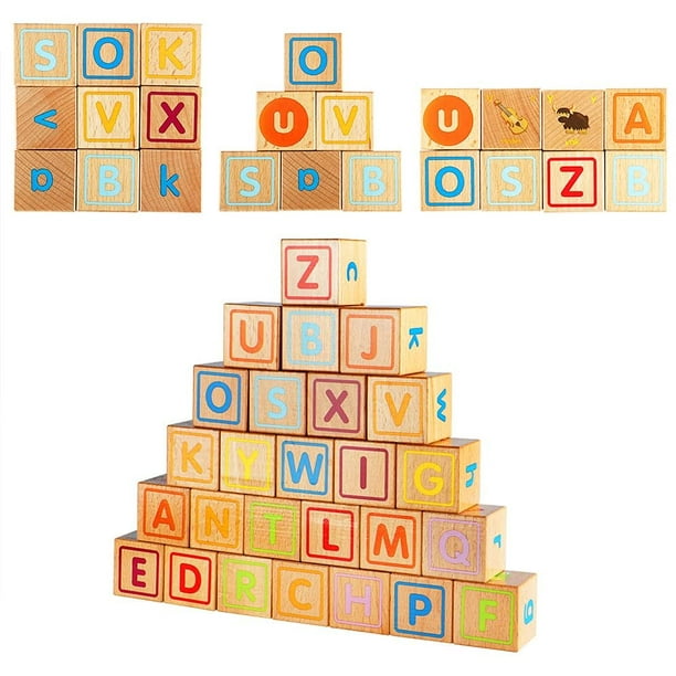 Abc Blocks Wooden Abc Blocks Construction Games Extra Large 26pcs Alphabet Letter Block Set Montessori Educational Toys For Kids Toddlers