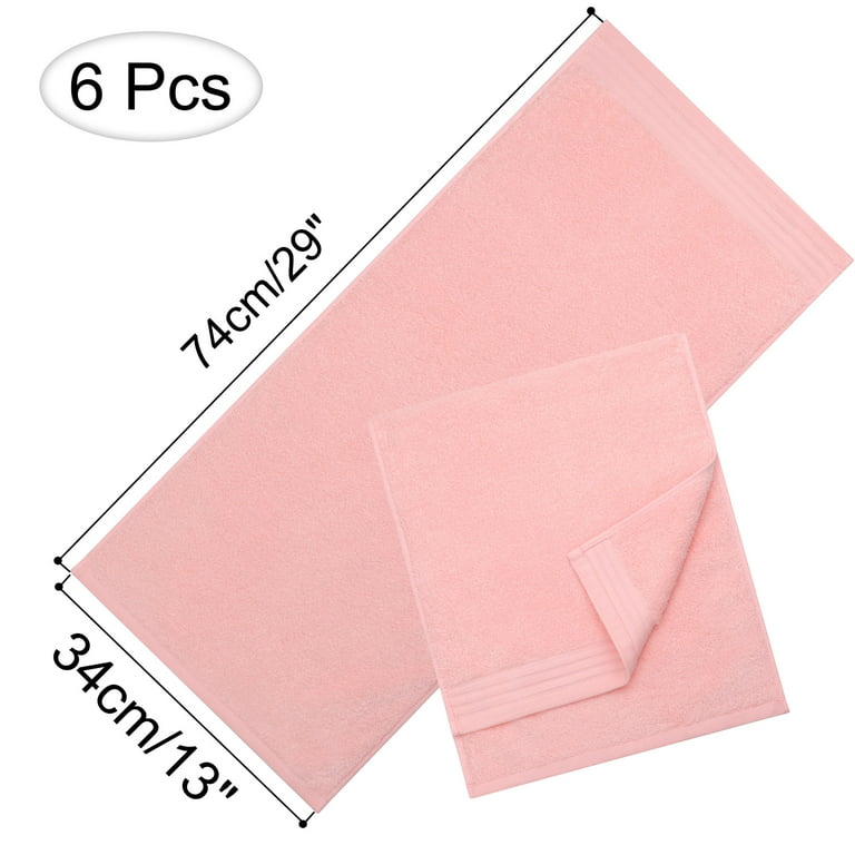 PiccoCasa Set of 6 Cotton Quick Dry Hand Towel for Kitchen 13 x 29 Blush  Pink