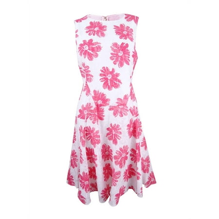 Tommy Hilfiger Women's Floral-Print A-Line Dress (6, Pink/Ivory)