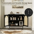 thumbnail image 4 of Sideboard Buffet Cabinet with 2 Rattan Doors, 31” Kitchen Storage Cabinet with Adjustable Shelf and Metal Legs for Dining Living Room, Hallway, Entryway, Black, 4 of 8