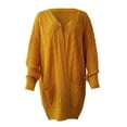 thumbnail image 4 of VISALY Long Cardigans Chunky Cardigan Sweaters Women's Long Sleeve Ribbed Knit Cardigan Open Front Casual Fall Sweaters with Pockets Trendy Sweaters Beach Cardigan Yellow M, 4 of 9