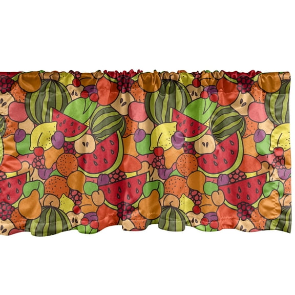 Ambesonne Fruit Window Valance, Summer Time Food Doodle Style, 54" X 12", Multicolor