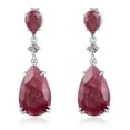 thumbnail image 3 of Dangling 13.23 Ctw Dyed Ruby, White Topaz 925 Sterling Silver Pear, Round Dangle Earrings For Women By Orchid Jewelry, 3 of 7