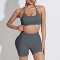 thumbnail image 2 of Hessimy Workout Sets for Women 2 Piece - Seamless Yoga Outfits Shorts and Padded Sports Bra Gym Athletic Clothing Set Grey M, 2 of 5