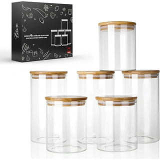 HomArtist Square Glass Jars with Bamboo Lids 53 FL OZ [Set of 4], Glass  Canisters with Airtight Lid, Glass Food Storage Containers for Pasta,  Cereal
