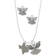 thumbnail image 1 of Delight Jewelry Stainless Steel Texas - Silver tone Guardian Angel Charm Necklace and Stud Earrings, 1 of 4