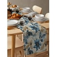 thumbnail image 6 of Blue Brown Botanical Table Runner Cotton Linen 120 Inch Holiday Dresser Scarves, Elegant Summer Flowers Vintage Tablerunner for Kitchen Coffee Dining Bedroom Dinner Scarf Décor 13''x120'', 6 of 9