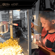 Full Size Carnival Style 8 oz Popcorn Maker Machine with cart, Black and Silver