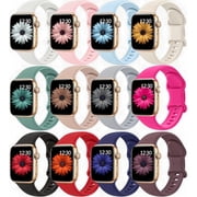 12 Pack Silicone Band Compatible with Apple Watch 40mm 41mm 38mm 42mm 44mm 45mm 49mm for Women Men, Soft Waterproof Wristbands Sport Strap for iWatch Series 10 9 8 7 6 5 4 3 2 1 SE Ultra/Ultra 2