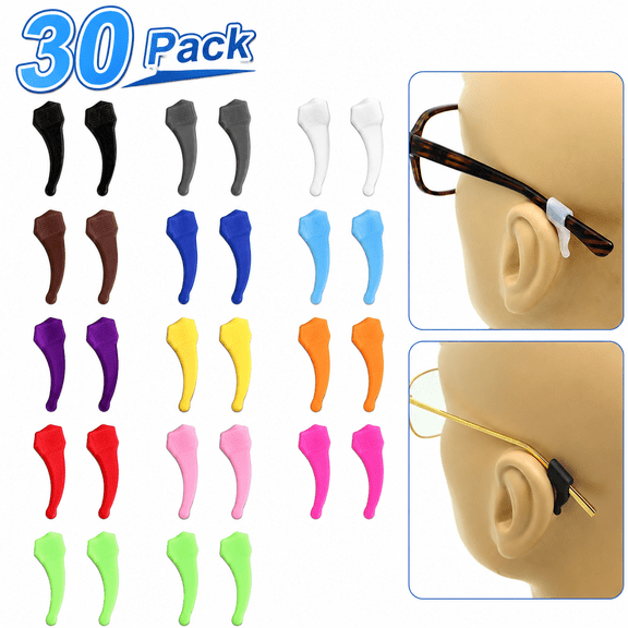 Emlimny Glasses Ear Grip - 15 pairs Kids and Adults Sport Eyeglass Strap Holder, Eyewear Retainer, Silicone Anti Slip Holder For Glasses, Eyeglass Temple Tip (Multicolored)