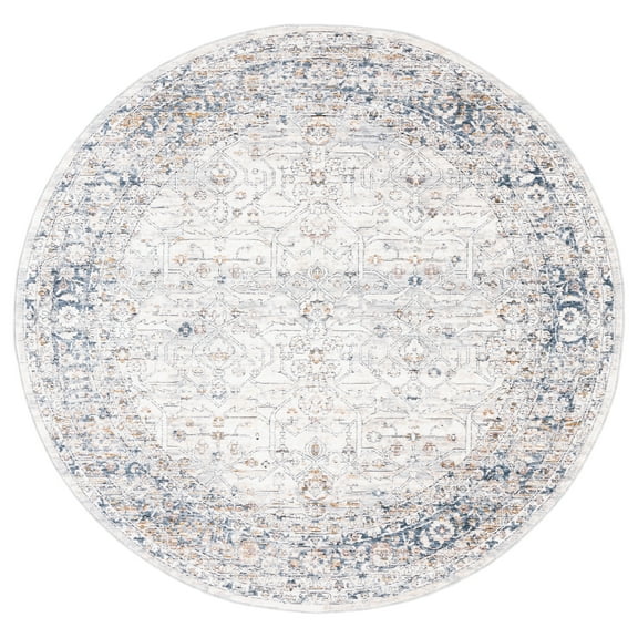 SAFAVIEH Moondust Garret Oriental Polyester Area Rug, Grey/Blue, 6' x 6' Round