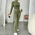 thumbnail image 2 of ZACPNCV Women New Knitted Long Sleeve Set Hoodie Loose Pants Two Piece Set Long Sleeve Round Neck Top/Shirt Suit Olive Green, 2 of 8