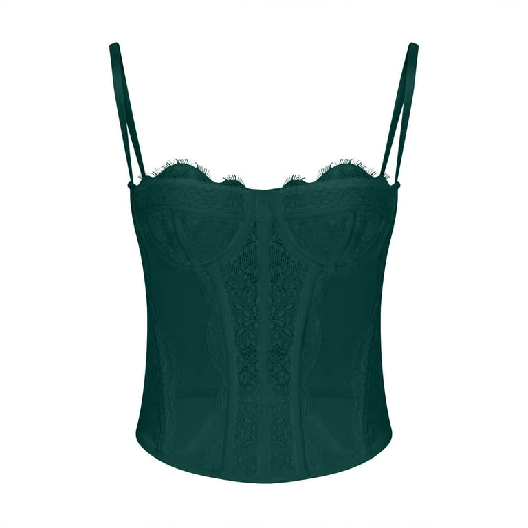 トップス SCULPTOR Corset Top Green Wyongtao Lace Corset Top Bustier Tops for Women Spaghetti