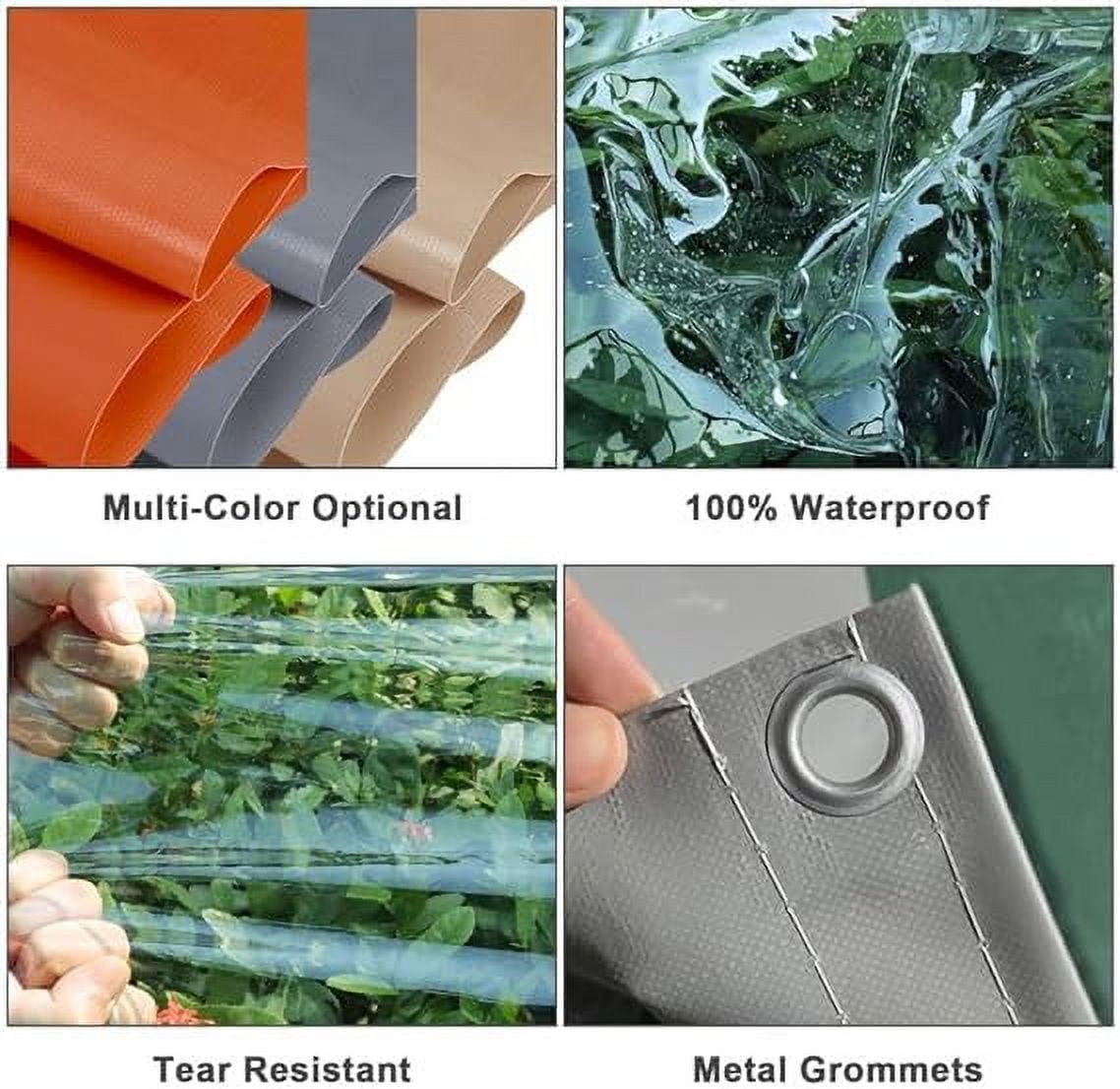 TOPCHANCES Outdoor Clear Vinyl Curtains with Grommets and Rope, Waterproof Cold Resistant Vinyl Patio Enclosure, PVC Heavy Duty Clear Tarps for Patio, Pergola, Porch,Gazebos,Balcony, 8'Hx8'W