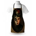 thumbnail image 3 of Sugar Skull Apron Antique Portrait Girl with Calavera Inspired Makeup and Topper Realistic Design, Unisex Kitchen Bib Apron with Adjustable Neck for Cooking Baking Gardening, Multicolor, by Ambesonne, 3 of 3