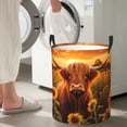 thumbnail image 6 of KLL Vintage Sunflower Cow B Waterproof Foldable Laundry Hamper Bucket with Handles for Storage Bin,Kids Room,Home Organizer (Medium ), 6 of 7