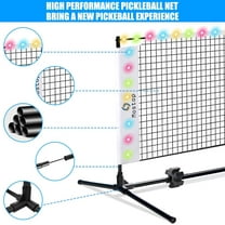 Portable Pickleball Net with Light 10FT Half-Court Set Includes 2 Paddles & 3 Balls Easy Assembly for Indoor/Outdoor