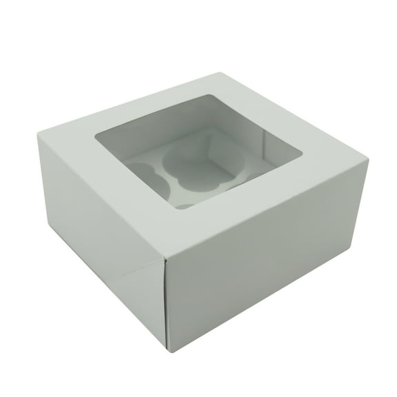 6.25" x 6.25" x 3" White Treat Boxes with Windows, 3 Count, by Way To Celebrate