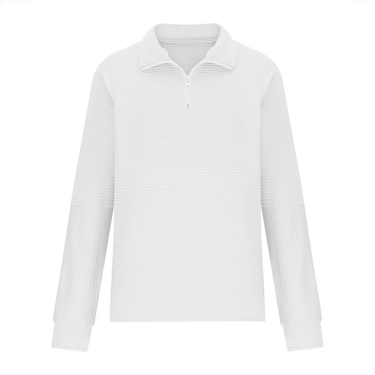 トップス reverve / LONG SLEEVE PULLOVER - NATURAL Ribbed Knit 1/4 Zip Sweatshirt Pullover Sweaters for Women