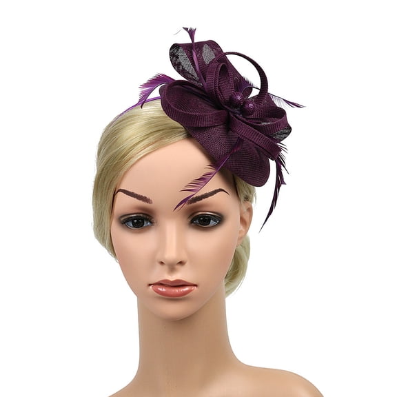 AKEGAMN Wedding Casual Clip Women Hair Fascinator Headband, Purple One Size