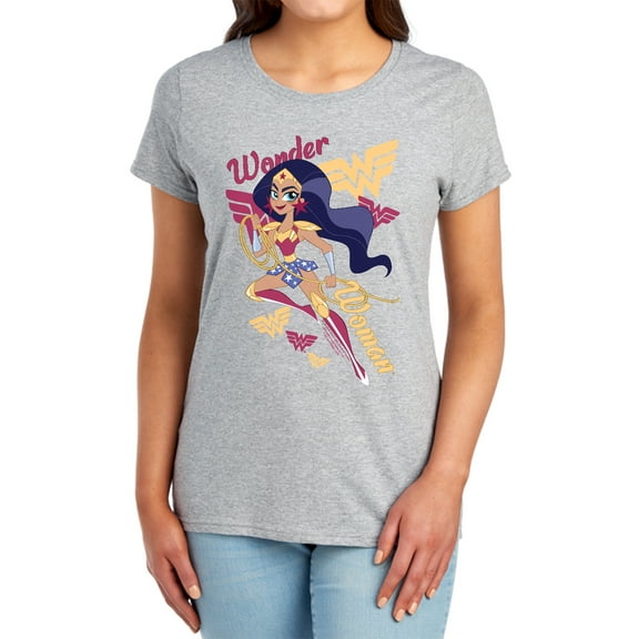 DC Superhero Girls Wonder Woman Women's T Shirt, Athletic Heather, X-Large