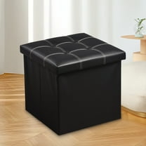 OUTMASTER Ottoman With Storage,Foldable Small Foot stool with Thickened Foam Cushion,14.9*14.9*13.8
