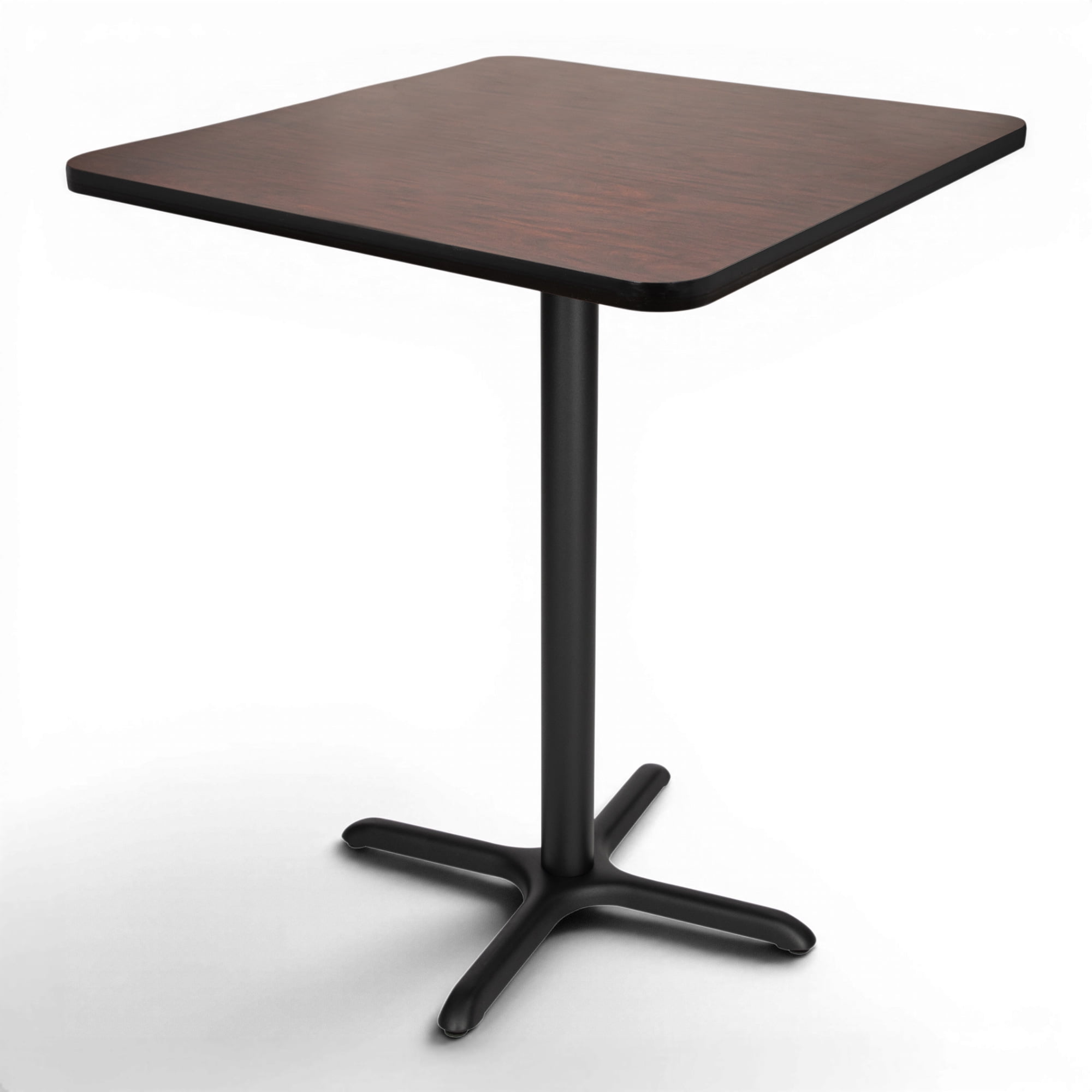 Hampden Furnishings Bennet Collection Steel Frame 36" Square Top, X Base, 42" Height Cafe Table, Black Frame/Mahogany Top