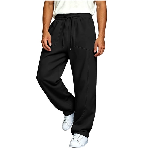 Inleife Mens Pants Sweatpants Stretch Men's Casual Sport Pocket Solid Color Elastic Waist Jogger Pants