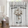 thumbnail image 2 of Farmhouse Shower Curtain Cotton Flower with Grey Wood Background Bath Curtain Rustic Country Fabric Shower Curtain for Bathroom 12 Hooks 72x72 Inch, 2 of 6