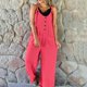 thumbnail image 2 of Mono Ajustado de Verano Gibobby Sin mangas con botones para mujer Rojo S, 2 of 4