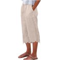 thumbnail image 2 of Cagogo Women's Plus Size Capri Pants Elastic Waist Casual Loose Pants with Pockets Solid Cropped Trousers Summer Beach Work Lounge, Beige M, 2 of 5