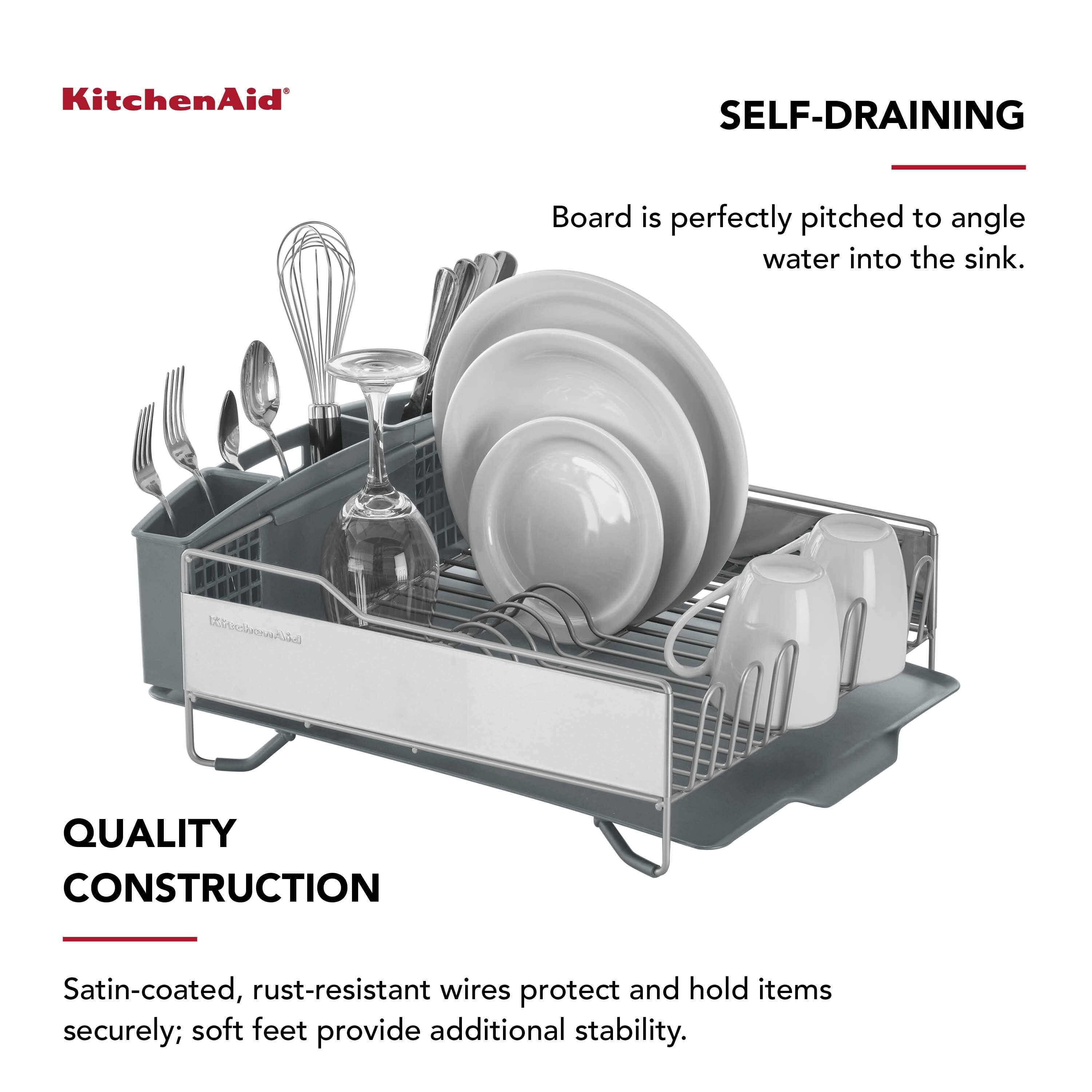 Kitchenaid Aluminum Space Saving Dishrack in Charcoal Gray