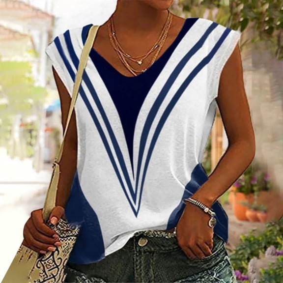 Idoravan Tank Tops for Women Clearance Women's Sleeveless Solid Color Sexy V-neck Fashion Loose Tank Top V-neck Top