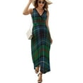 thumbnail image 2 of Seamless Tartan Black Green Plaid Check Pattern Dress Fashion Boho Beach Long Dresses Female Party Printed Maxi Dress, 2 of 9