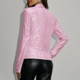 thumbnail image 4 of BRGZLK Womens Sequin Short Jackets Stand Up Collar Long Sleeve Cardigan Coat Glitter Blazer Casual Trendy Slim Fit Coat Party Clubwear Pink XXL, 4 of 4