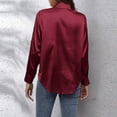 thumbnail image 7 of Silky Satin Long-Edition Loose Button-Down Shirt Women Satin Silk Blouse Breathable Versatile for Us Office Workwear, 7 of 7