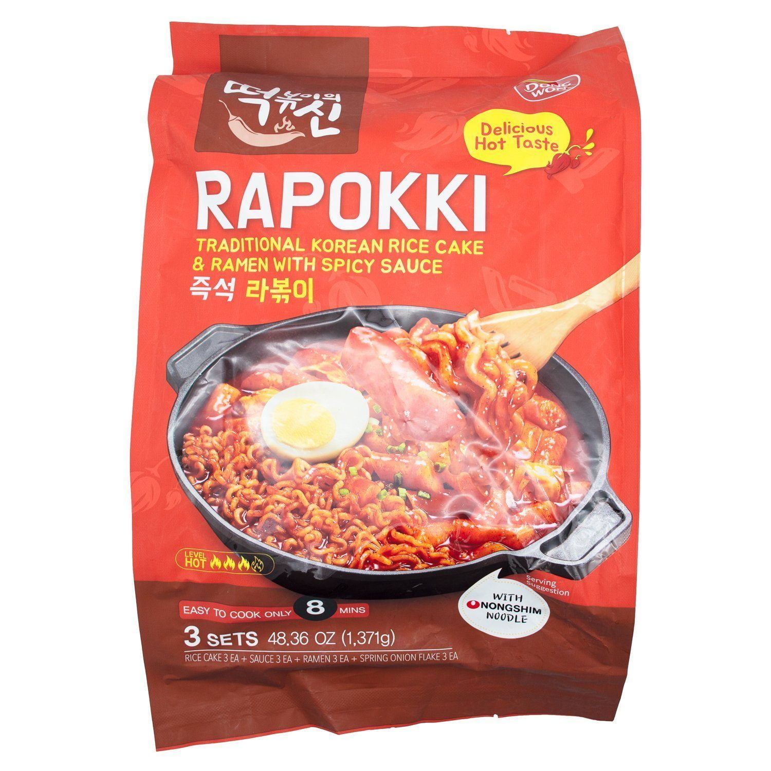Dongwon Rapokki Traditional Korean Rice Cake & Ramen with Spicy Sauce