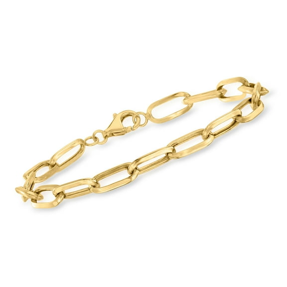Ross-Simons 10kt Yellow Gold Paper Clip Link Bracelet, Women's, Adult