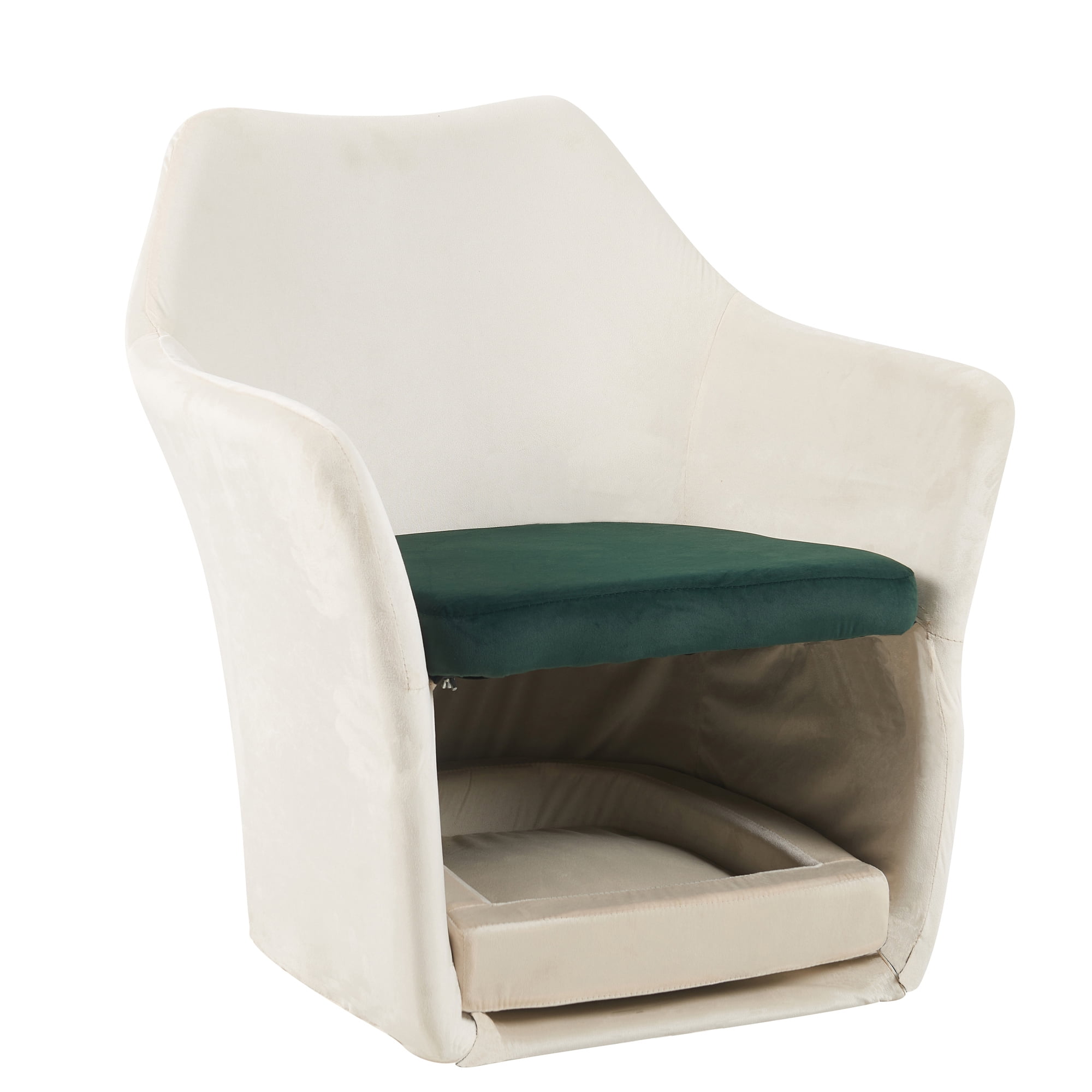 Euroco Furniture Style 2 in 1 Pet Friendly Mid Century Modern Accent Chair Soft Fabric Upholstered Leisure Armchair for Living Room Bedroom Home and Office, White