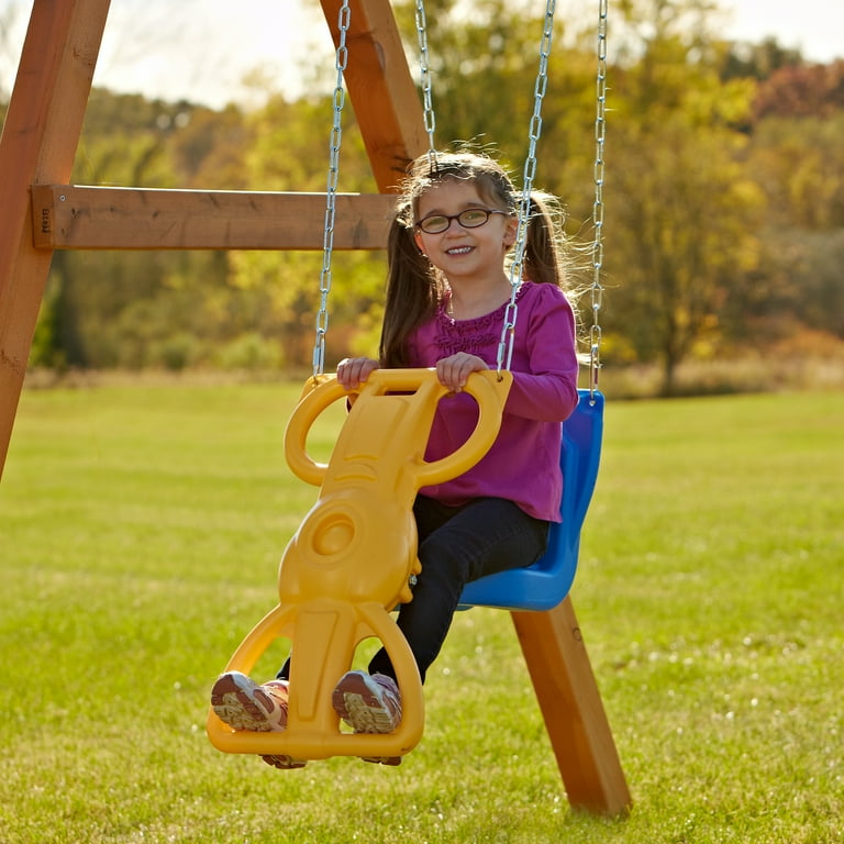 Swing N Slide Wind Rider Outdoor Yard Swing Set Blue and Yellow Glider with Chains for Backyard Play Walmart