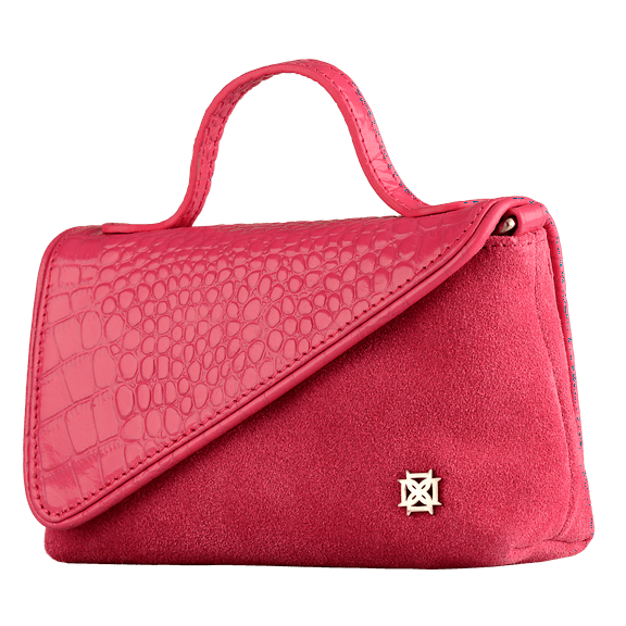 DOMINIE Crossbody Handbag /Clutch Purse Bright Pink Leather/Suede With Removable Shoulder Strap Unisex Raquel