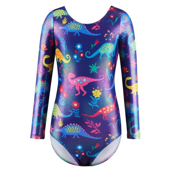 GYRATEDREAM Long Sleeve Gymnastics Leotards for Girls Dance Biketards One-Piece Colorful Dancewear Unitards for 3-4 Years