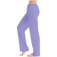 thumbnail image 2 of Women's Cotton Yoga Pants Lightweight Lounge Joggers with Pockets Drawstring Waist Casual Workout Running Beach Trousers Purple, 2 of 6