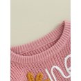 thumbnail image 3 of Infant Girls Autumn Sweater, Flower Letter Pattern Long Sleeve Round Neck Knitwear Pullover, 3 of 8