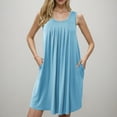 thumbnail image 5 of Summer Fashion Sun Dresses for Womens 2025 Plus Size Solid Color With Pockets Sleep Shirts Sleeveless Sleepwear Pleated Front Nightshirt Round Neck Nightdress, 5 of 8