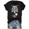 thumbnail image 1 of Halloween T-Shirt - Spooky Skeleton Heart & Skull Graphic Tee, Stretchy Loose Fit Crew Neck Top for Halloween Party Outfits, Casual Attire - Year-Round Gothic Shirt for Women, Seasonal Fashion, 1 of 6