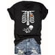 thumbnail image 1 of Halloween T-Shirt - Spooky Skeleton Heart & Skull Graphic Tee, Stretchy Loose Fit Crew Neck Top for Halloween Party Outfits, Casual Attire - Year-Round Gothic Shirt for Women, Seasonal Fashion, 1 of 6