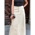 thumbnail image 6 of Women'S Solid High Waist Long Skirt Spring Summer Comfy Straight Maxi Skirt with Pockets Cream White S, 6 of 10